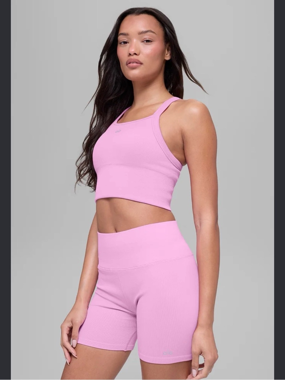 Alo Seamless Ribbed Favorite Bra Tank in Candy Pink